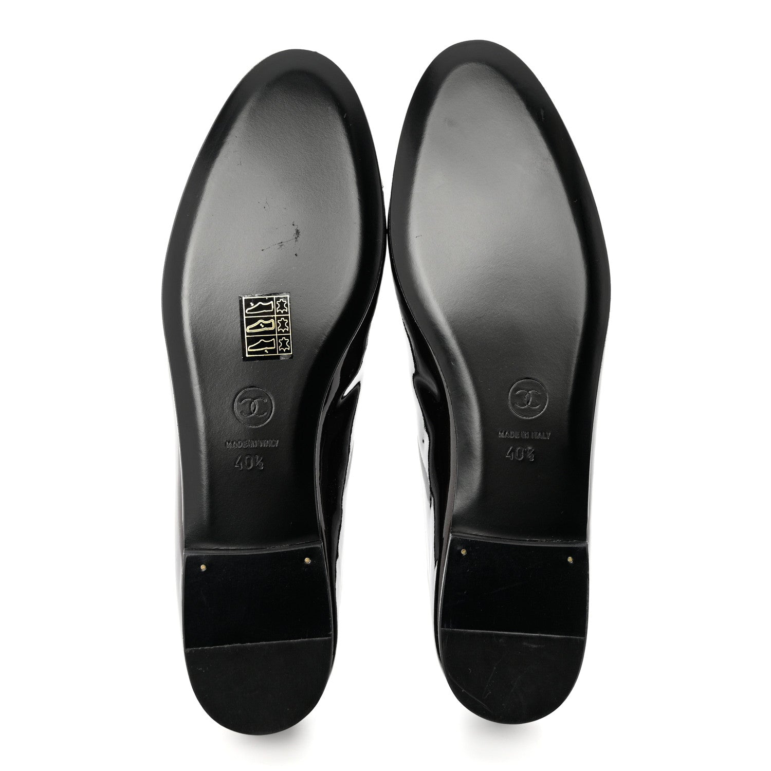 Chanel Patent CC Cap Toe Ballerina Flats 40.5 Black Beige 5 of 7
