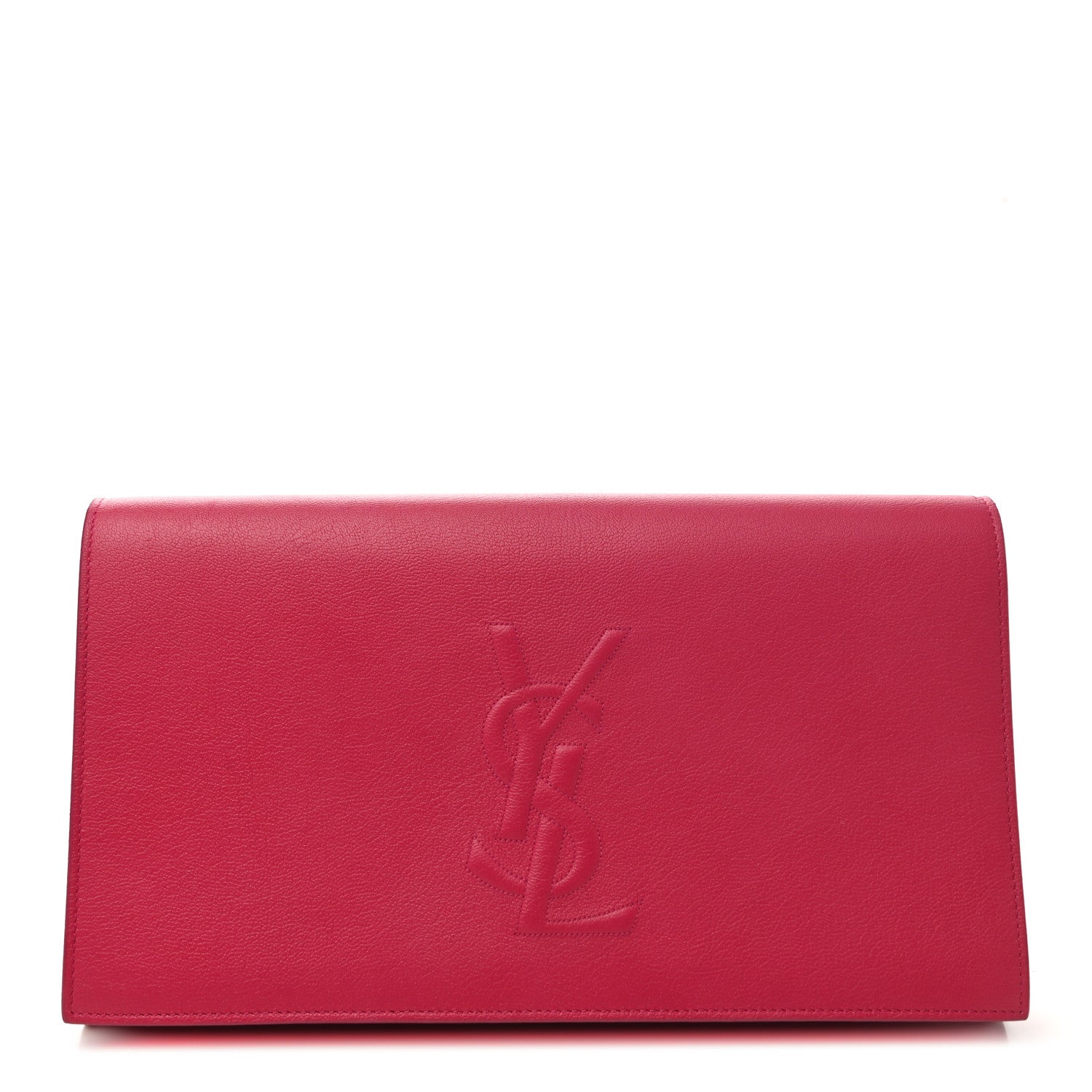 Saint Laurent Calfskin Monogram Large Belle De Jour Clutch Lipstick Fuchsia 1 of 6