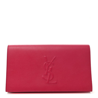 Saint Laurent Calfskin Monogram Large Belle De Jour Clutch Lipstick Fuchsia 1 of 6