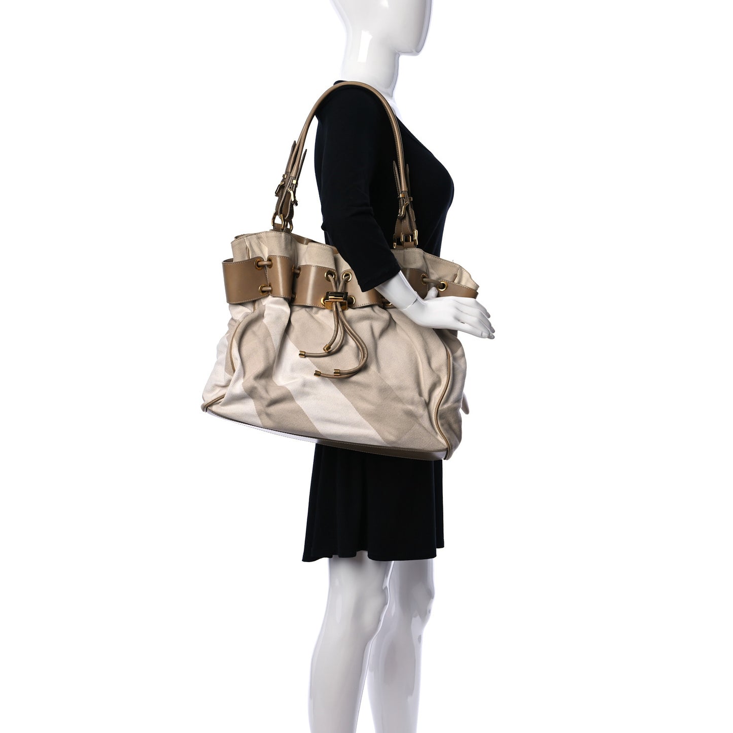 Canvas Mega Nova Check Large Warrior Tote Beige