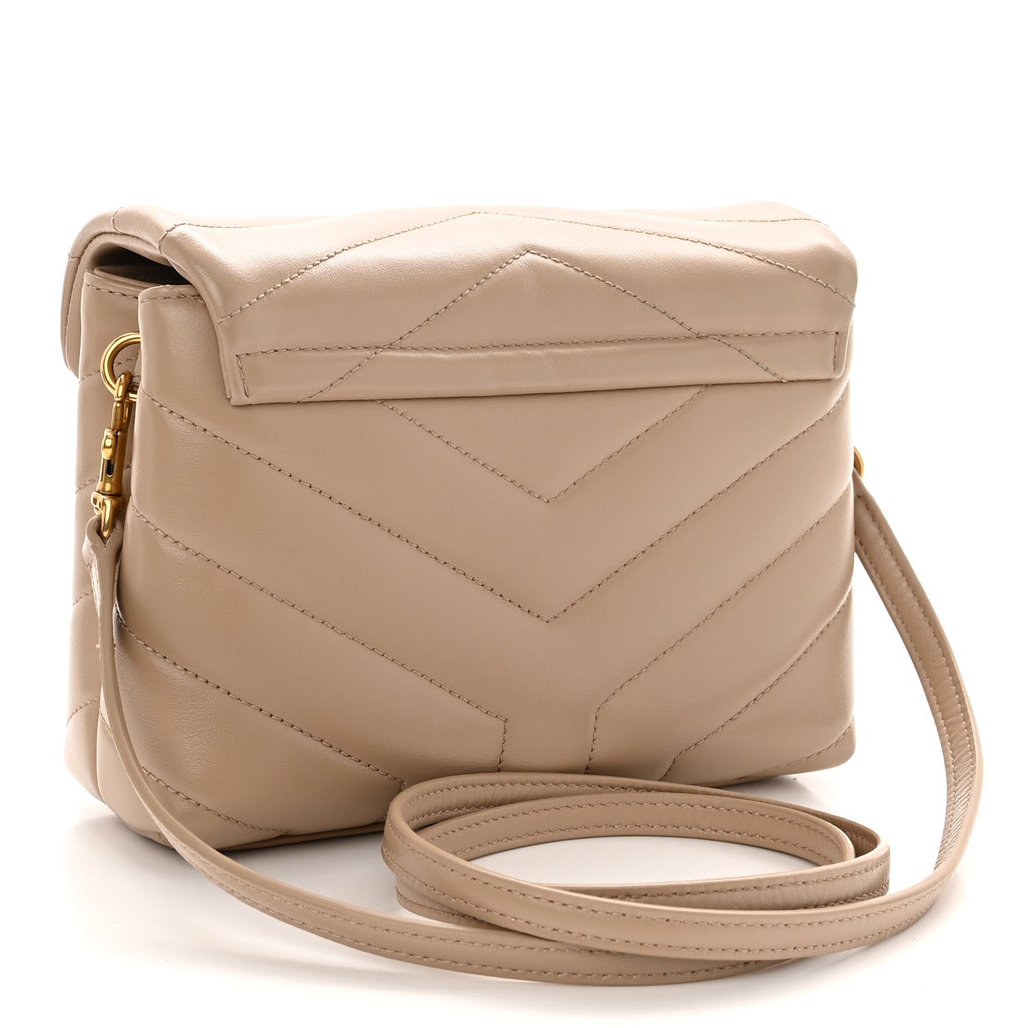 Saint Laurent Calfskin Y Quilted Monogram Toy Loulou Crossbody Bag Dark Beige 3 of 10