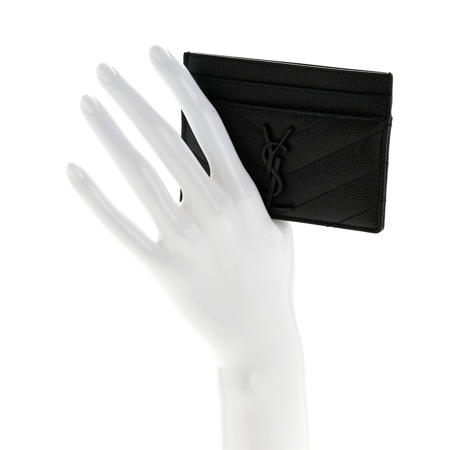 Grain De Poudre Matelasse Chevron Monochrome Monogram Credit Card Case Black