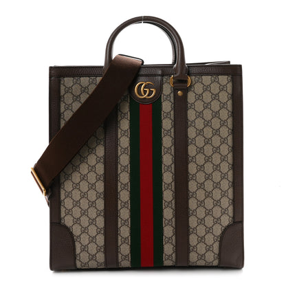 Gucci GG Supreme Monogram Web Textured Dollar Calfskin Medium Ophidia Tote Brown 1 of 10