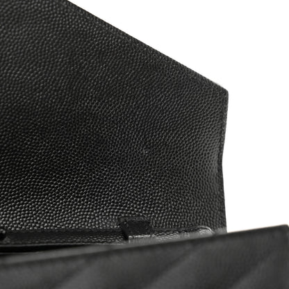 Saint Laurent Grain De Poudre Matelasse Chevron Monogram Monochrome Chain Wallet Black 11 of 11