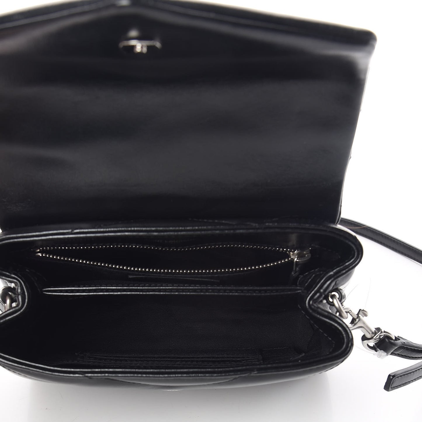 Calfskin Y Quilted Monogram Toy Loulou Crossbody Bag Black