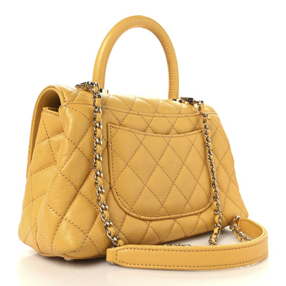 Chanel Caviar Lizard Embossed Quilted Mini Coco Handle Flap Yellow 3 of 11