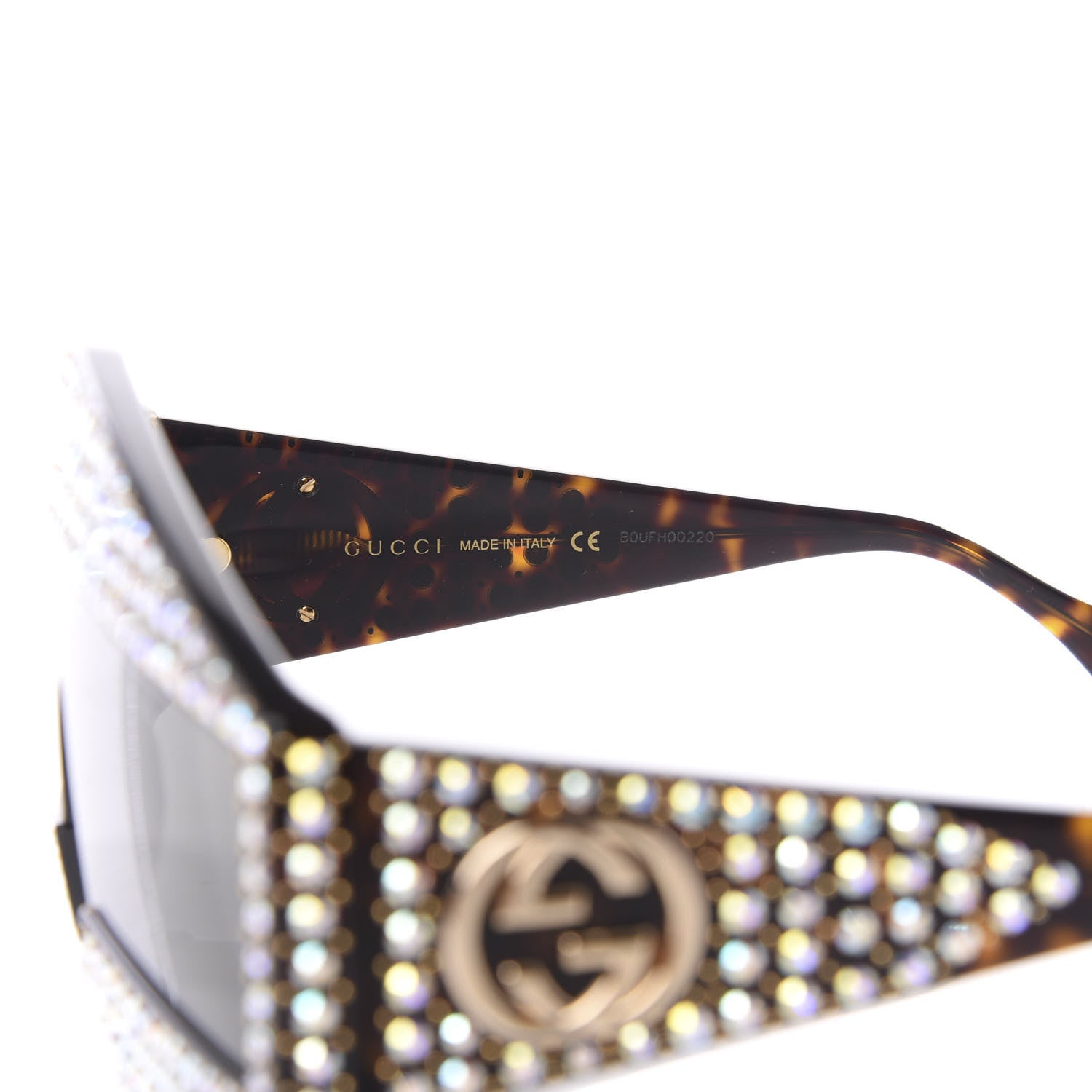 Gucci Crystal Rectangular Frame Sunglasses GG0357S Tortoiseshell 5 of 8
