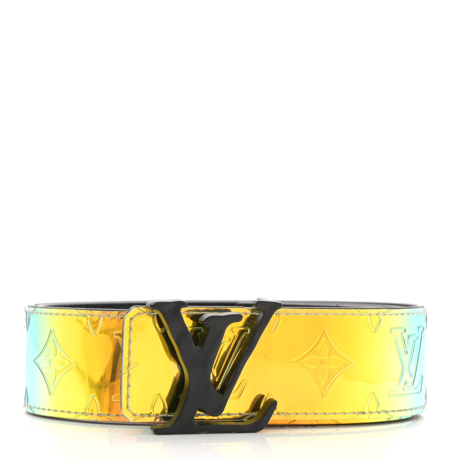 Louis Vuitton イエロー ラバーベルト Louis Vuitton PVC Monogram 40mm LV Initiales Reversible Belt 85 34