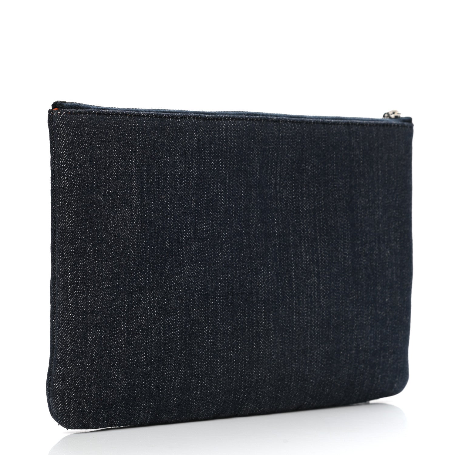 Chanel Denim Medium Deauville Pouch Clutch Blue Orange 3 of 8