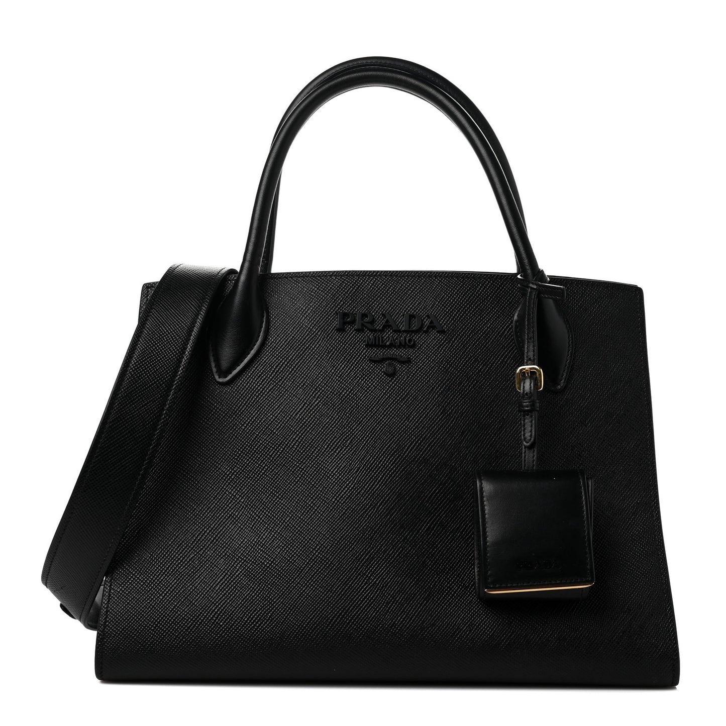 Saffiano Cuir Calfskin Medium Monochrome Top Handle Tote Black