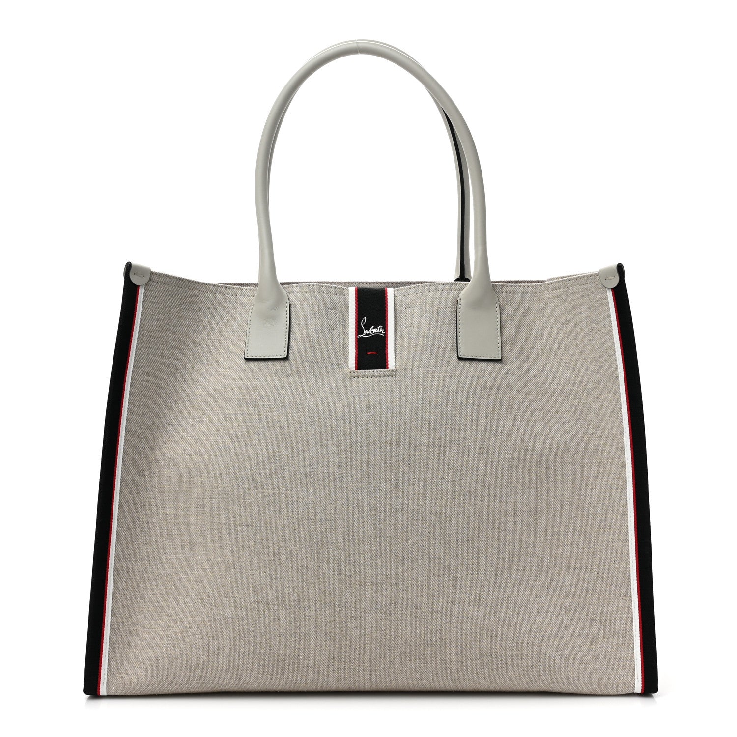 Christian Louboutin Linen Calfskin Extra Large Nastroloubi F.A.V.L. Tote Alabatre 1 of 10