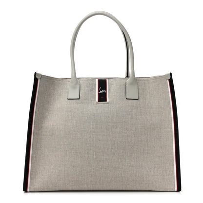 Christian Louboutin Linen Calfskin Extra Large Nastroloubi F.A.V.L. Tote Alabatre 1 of 10