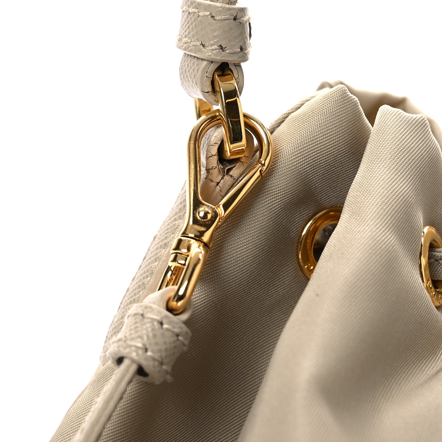 Prada Re-Nylon Saffiano Duet Bucket Crossbody Bag Deserto 13 of 15
