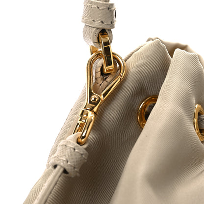 Prada Re-Nylon Saffiano Duet Bucket Crossbody Bag Deserto 13 of 15