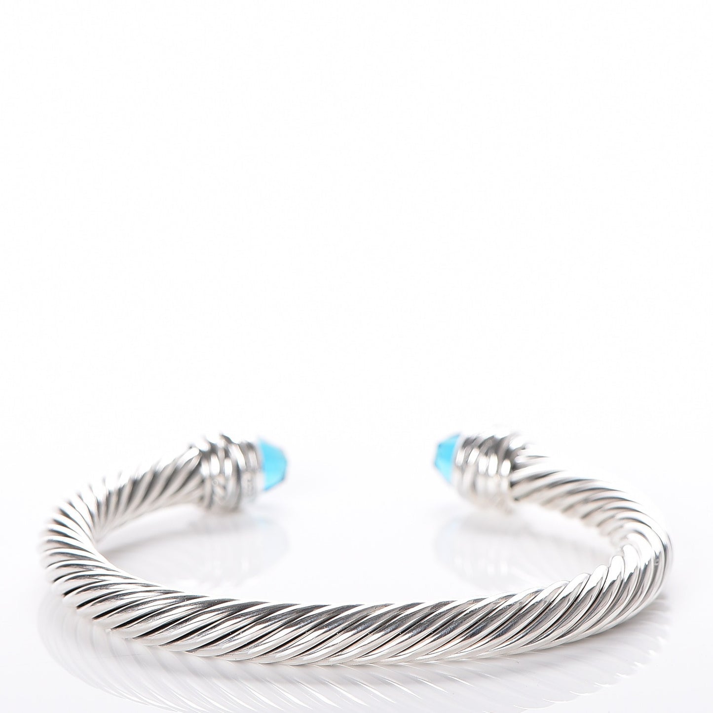 Sterling Silver Diamond Blue Topaz 7mm Cable Classics Crossover Bracelet