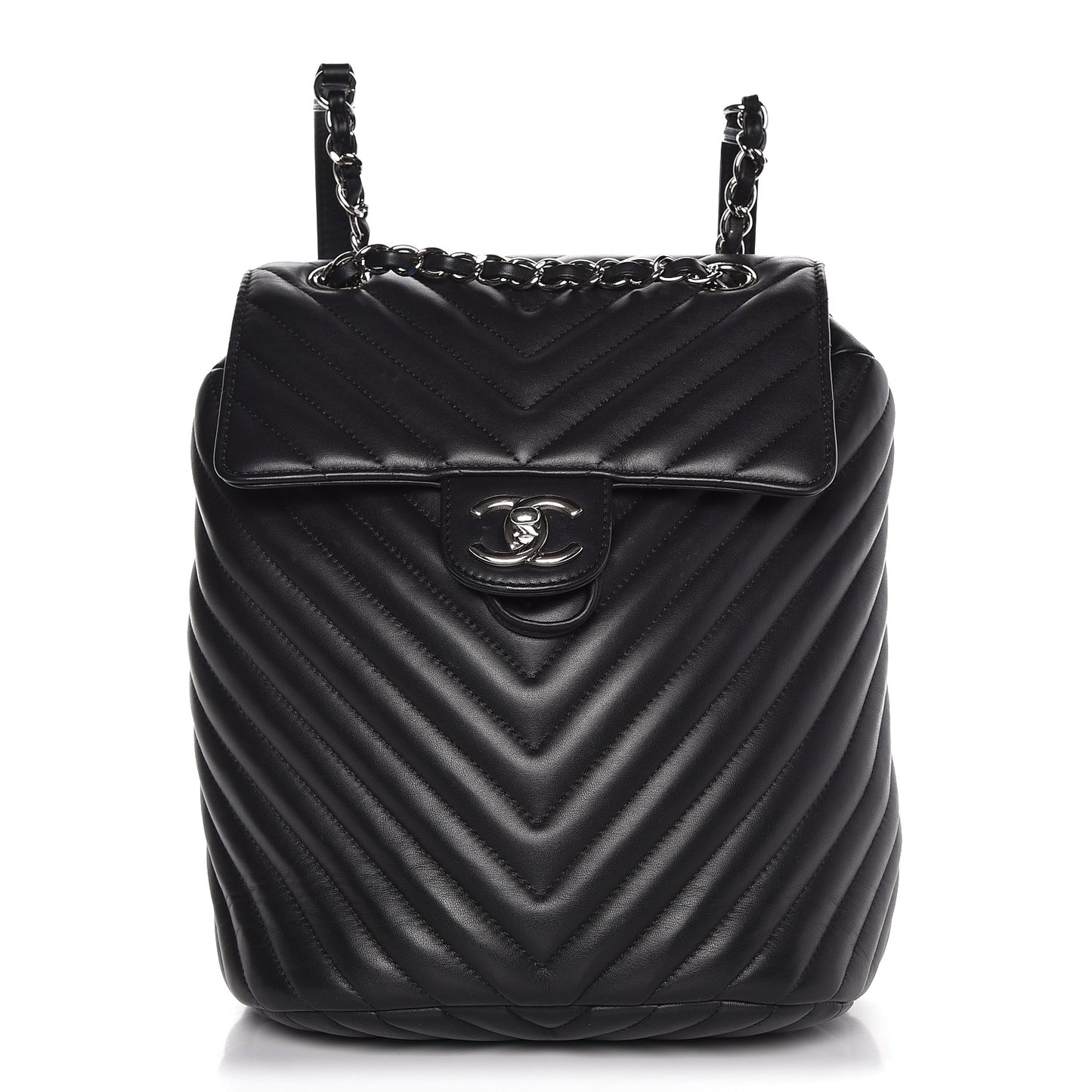 Lambskin Chevron Quilted Small Urban Spirit Backpack Black