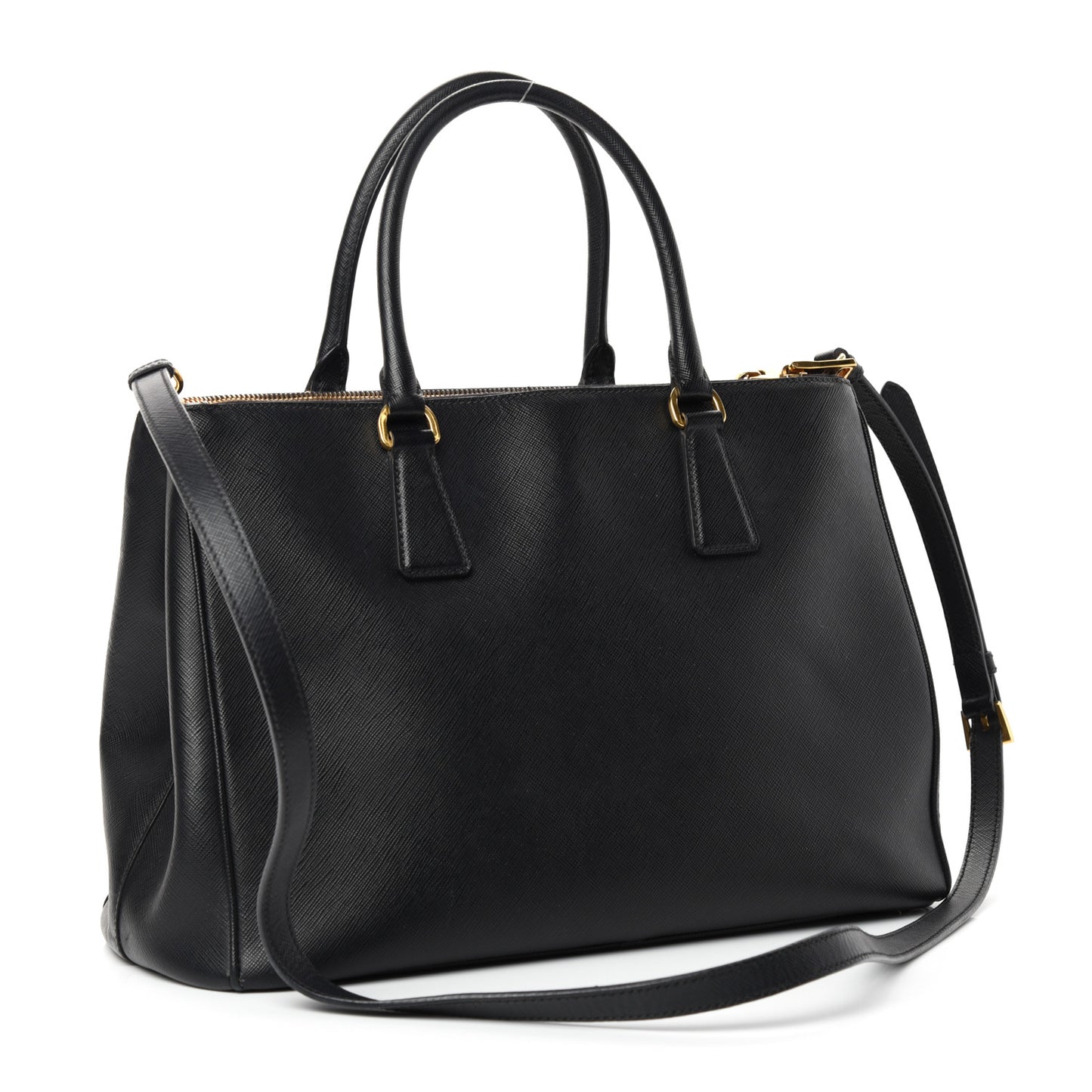 Saffiano Medium Galleria Double Zip Tote Black