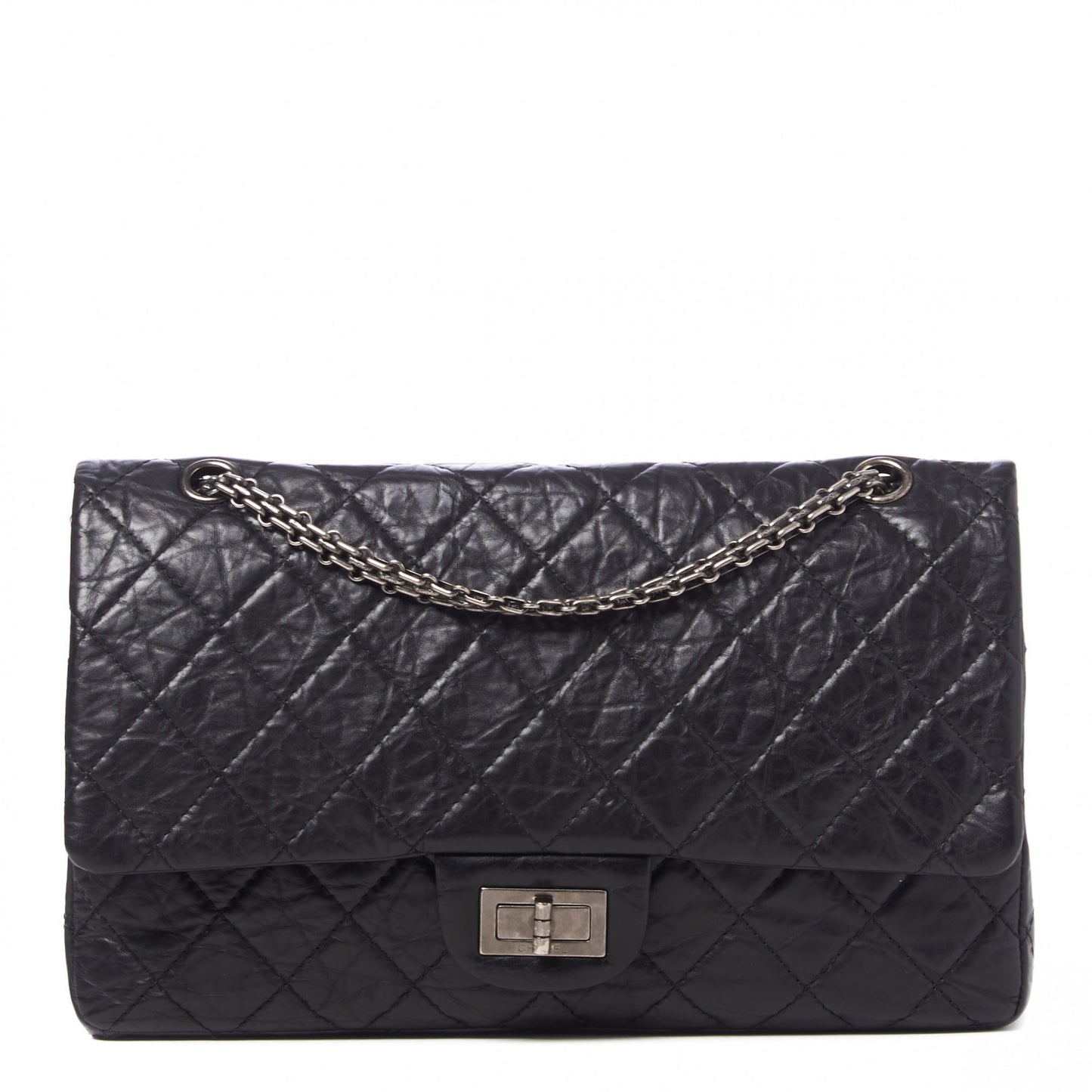Aged Calfskin Quilted 2.55 Reissue 227 Flap Black