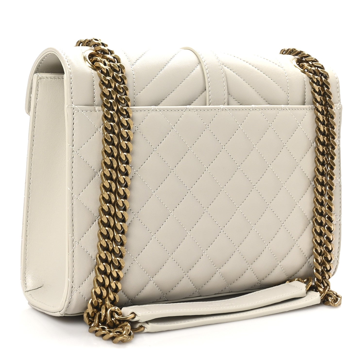 Saint Laurent Lambskin Mixed Matelasse Triquilt Medium Monogram Satchel Crema Soft 3 of 10