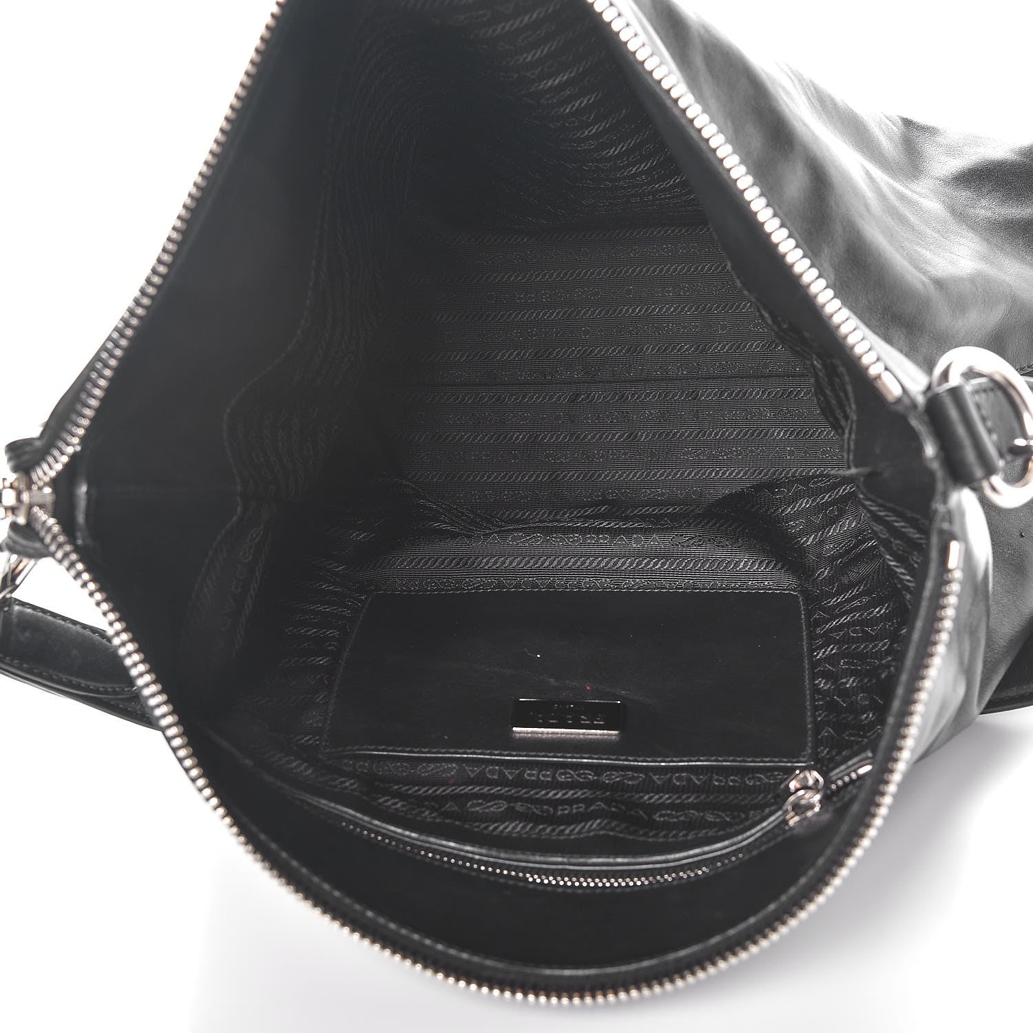 Prada Soft Calf Side Zip Hobo Black 5 of 12