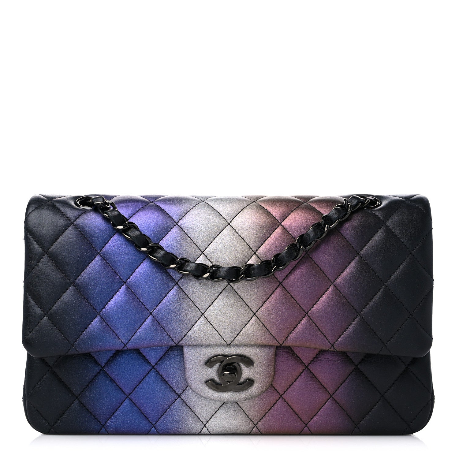 Chanel Calfskin Quilted Ombre Medium Double Flap Black 1 of 12