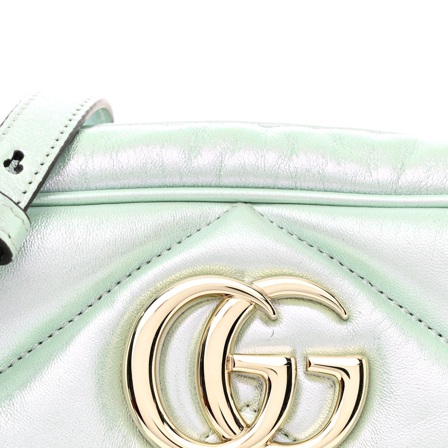 Gucci Iridescent Nappa Chevron Matelasse Small GG Marmont Chain Shoulder Bag Iridescent Salvy Green 8 of 11