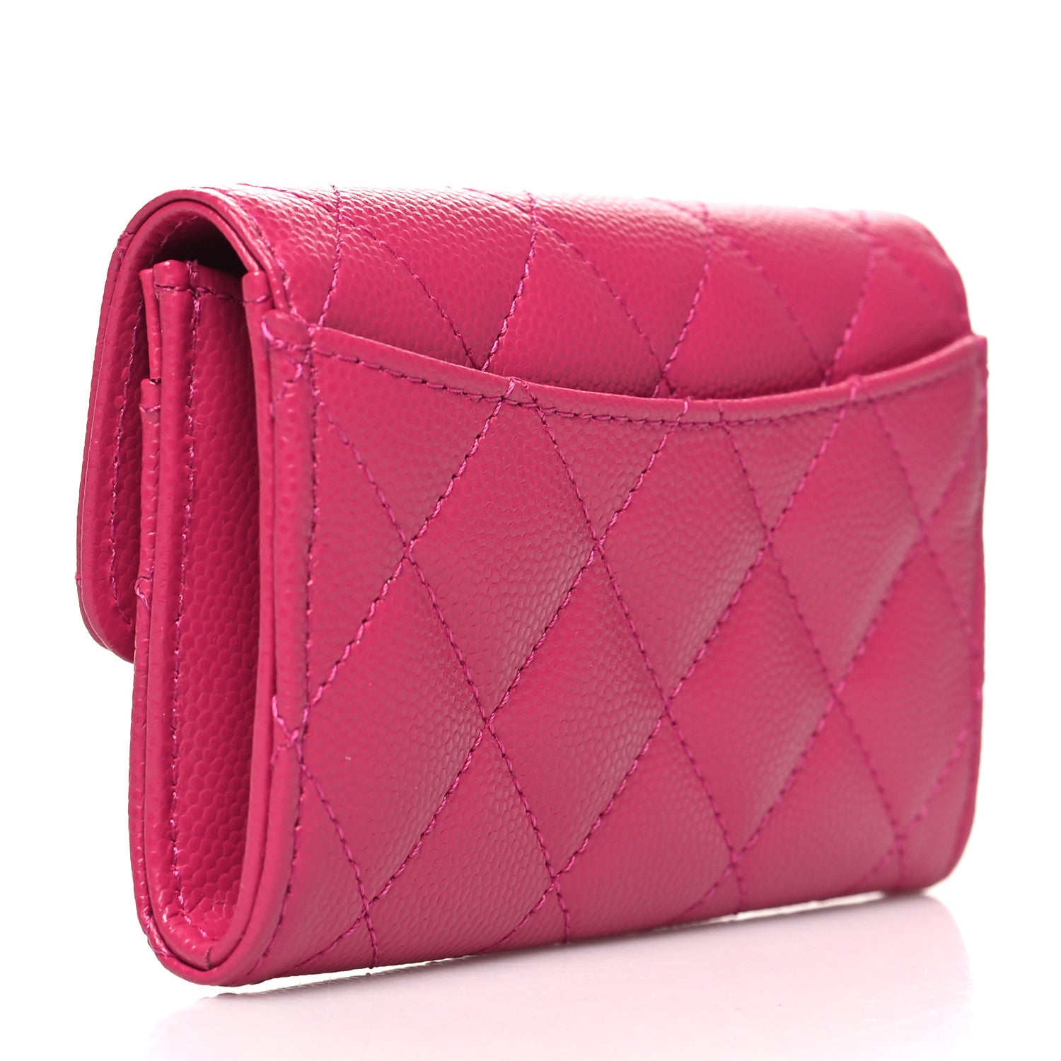 Chanel Caviar Quilted Flap Card Holder Wallet Dark Pink 3 of 9