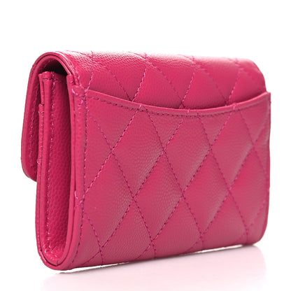 Chanel Caviar Quilted Flap Card Holder Wallet Dark Pink 3 of 9
