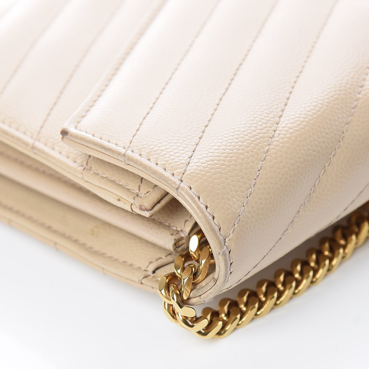 Grain De Poudre Matelasse Chevron Monogram Chain Wallet Nude Powder