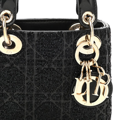 Christian Dior Lambskin Cannage Beaded Embroidery Micro Lady Dior Black 8 of 10