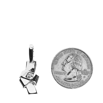 Cartier 18K White Gold Diamond Ribbon Knot Charm 2 of 3