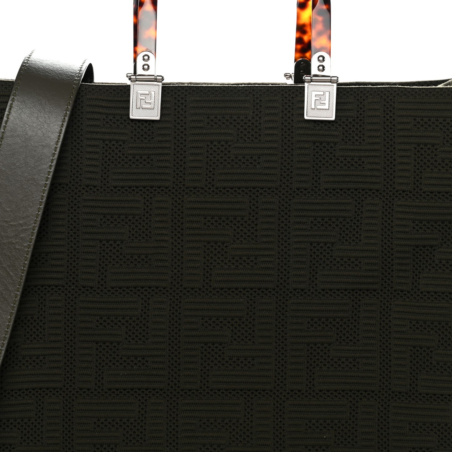 Technical Fabric Plexiglass FF Medium Fendi Sunshine Shopper Tote Wood