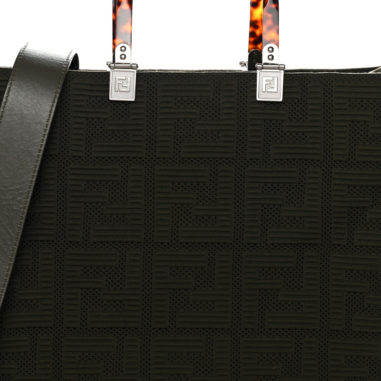 Fendi Technical Fabric Plexiglass FF Medium Fendi Sunshine Shopper Tote Wood 8 of 14