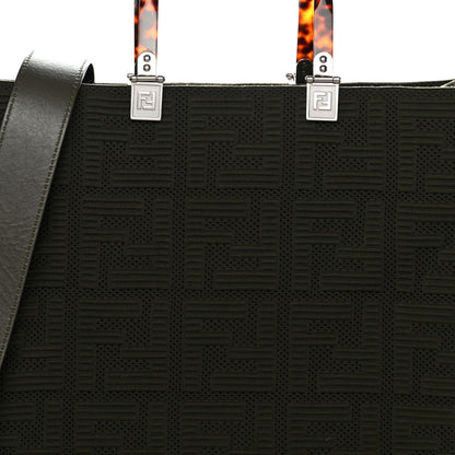 Fendi Technical Fabric Plexiglass FF Medium Fendi Sunshine Shopper Tote Wood 8 of 14