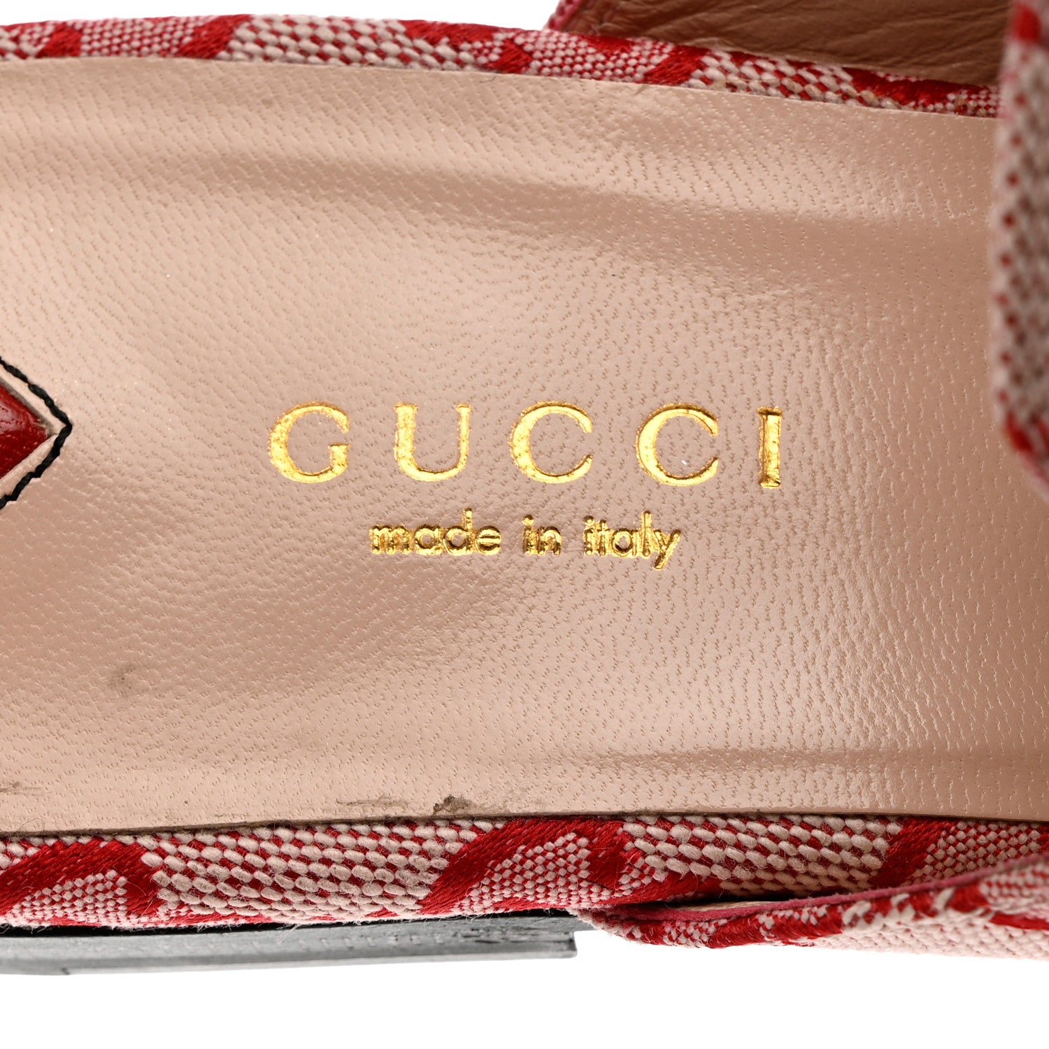 Gucci Canvas GG Monogram Horsebit Womens Princetown Slippers 37.5 Gardenia Hibiscus Red 7 of 9