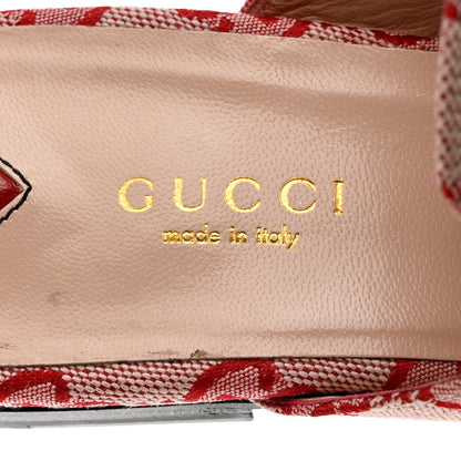 Gucci Canvas GG Monogram Horsebit Womens Princetown Slippers 37.5 Gardenia Hibiscus Red 7 of 9