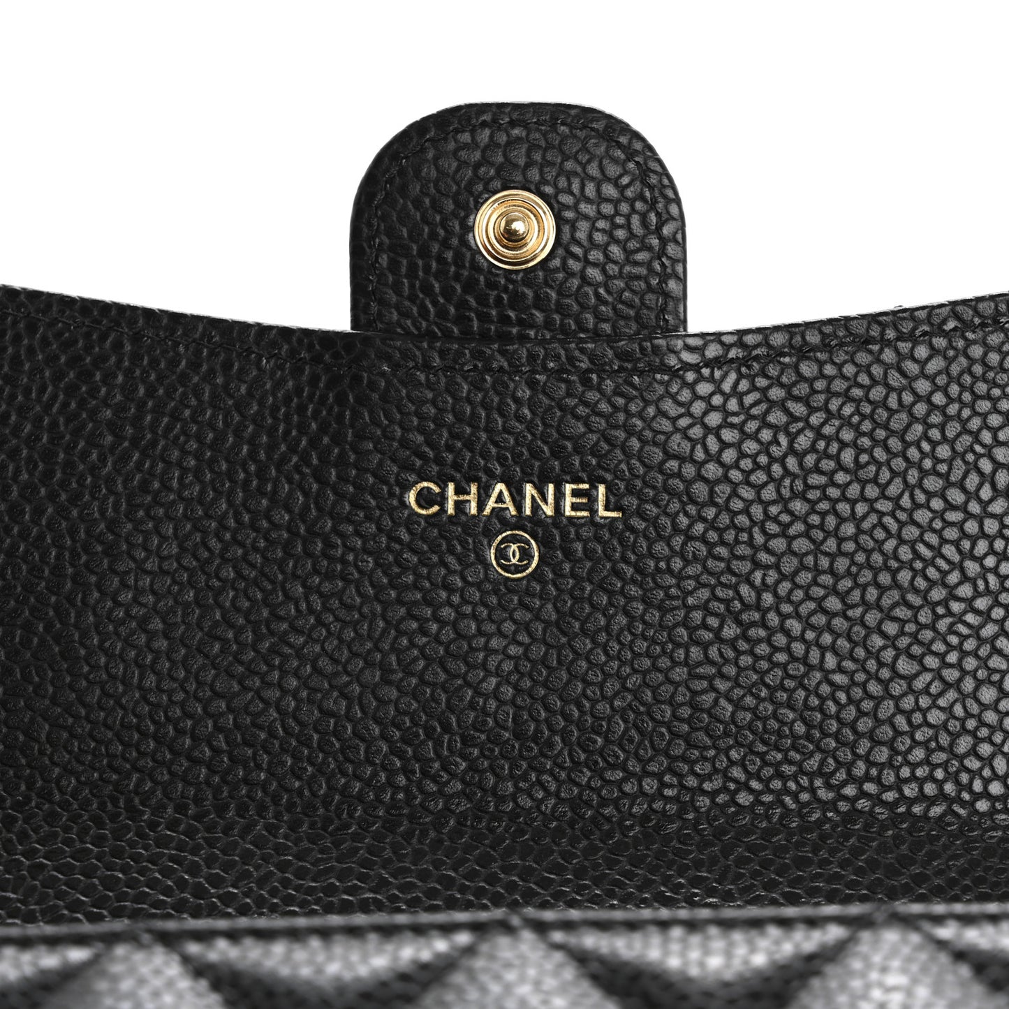 Caviar Quilted Large Gusset Flap Wallet Black