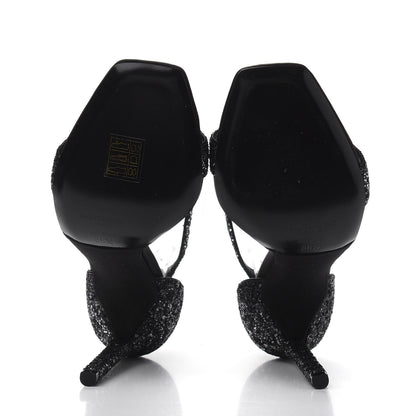 Saint Laurent Glitter Black Amber 105 Sandals 36.5 Black 6 of 10