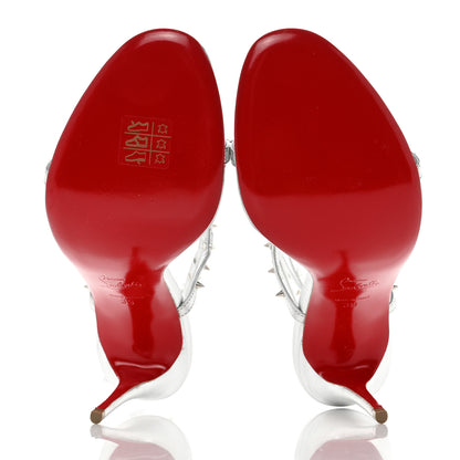 Christian Louboutin Nappa Bombina Spikes 100 Sandals 39 Silver 5 of 8