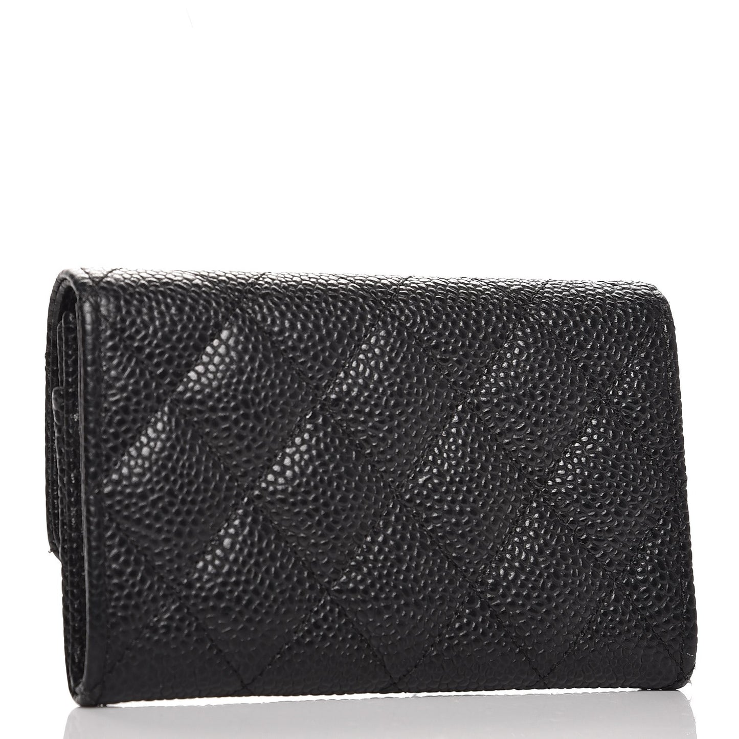 Caviar Quilted Flap Card Holder Black