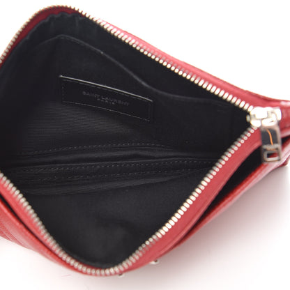 Saint Laurent Grain De Poudre Chevron Monogram Bill Pouch Rouge Eros 5 of 11