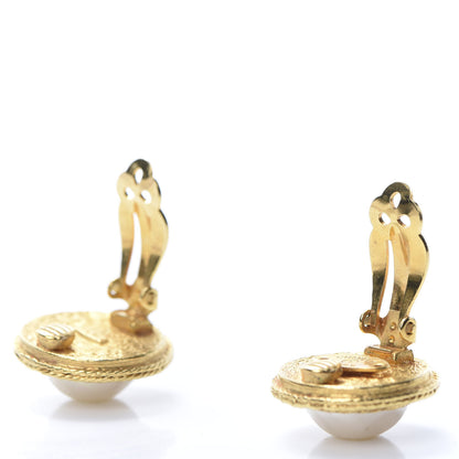 Chanel Pearl Crystal Clip On Earrings Gold 3 of 4