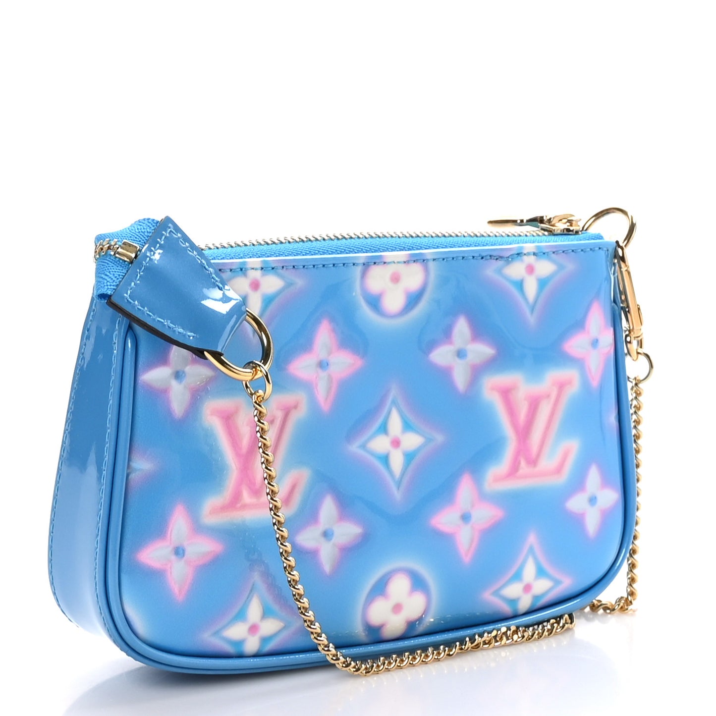 LOUIS VUITTON Vernis Valentine Mini Pochette Accessories Baby Blue Neon