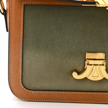 Celine Textile Natural Calfskin Classique Triomphe Khaki Tan 12 of 12