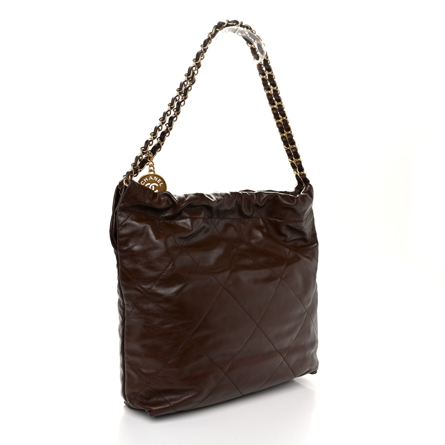 Chanel Shiny Calfskin Quilted Small Chanel 22 Dark Brown 4 of 11