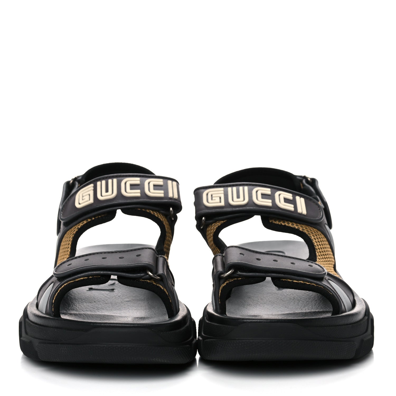 Gucci X SEGA Nappa Mesh Mens Aguru Sandals 9 Loess Black 2 of 9