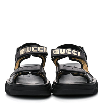 Gucci X SEGA Nappa Mesh Mens Aguru Sandals 9 Loess Black 2 of 9