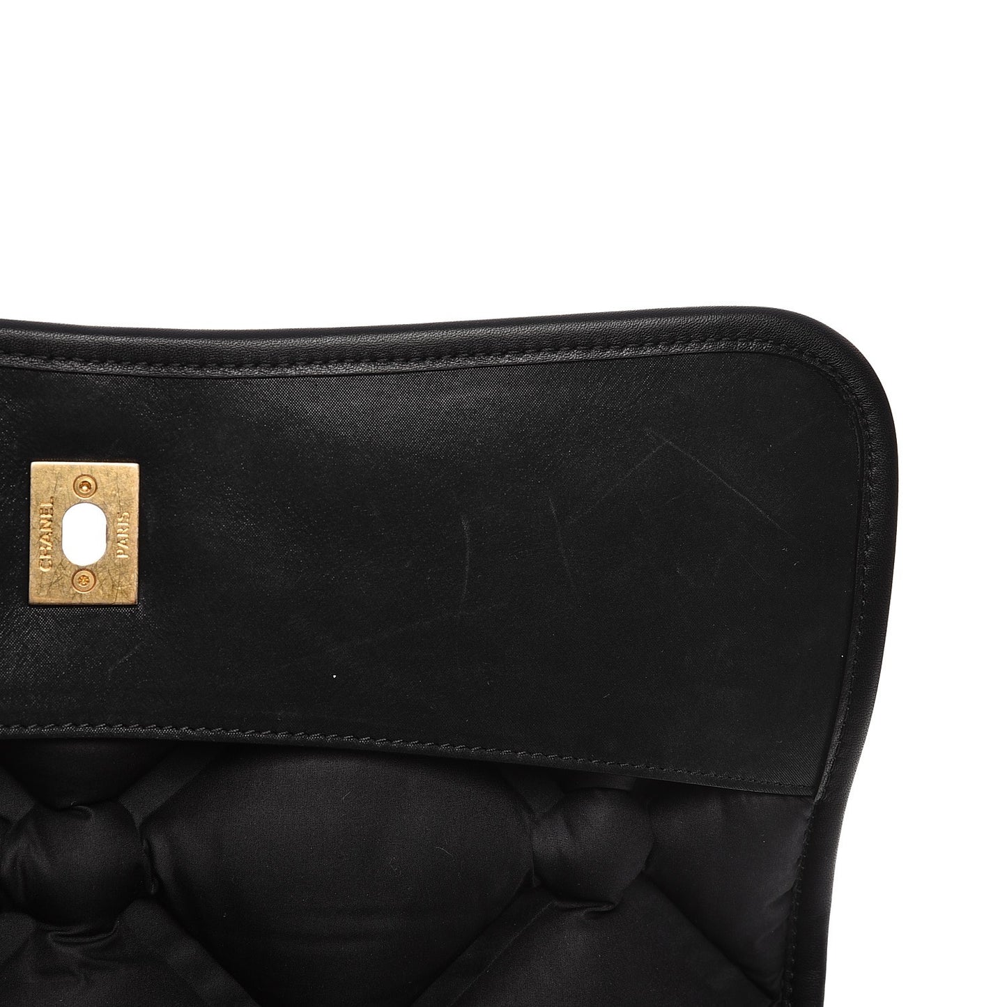 Calfskin Quilted Large Chesterfield Flap Black
