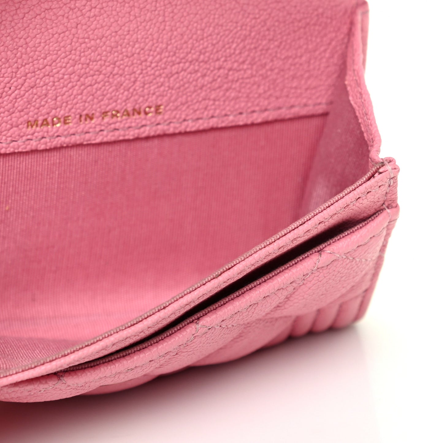 Caviar Quilted Boy Flap Card Holder Wallet Light Pink