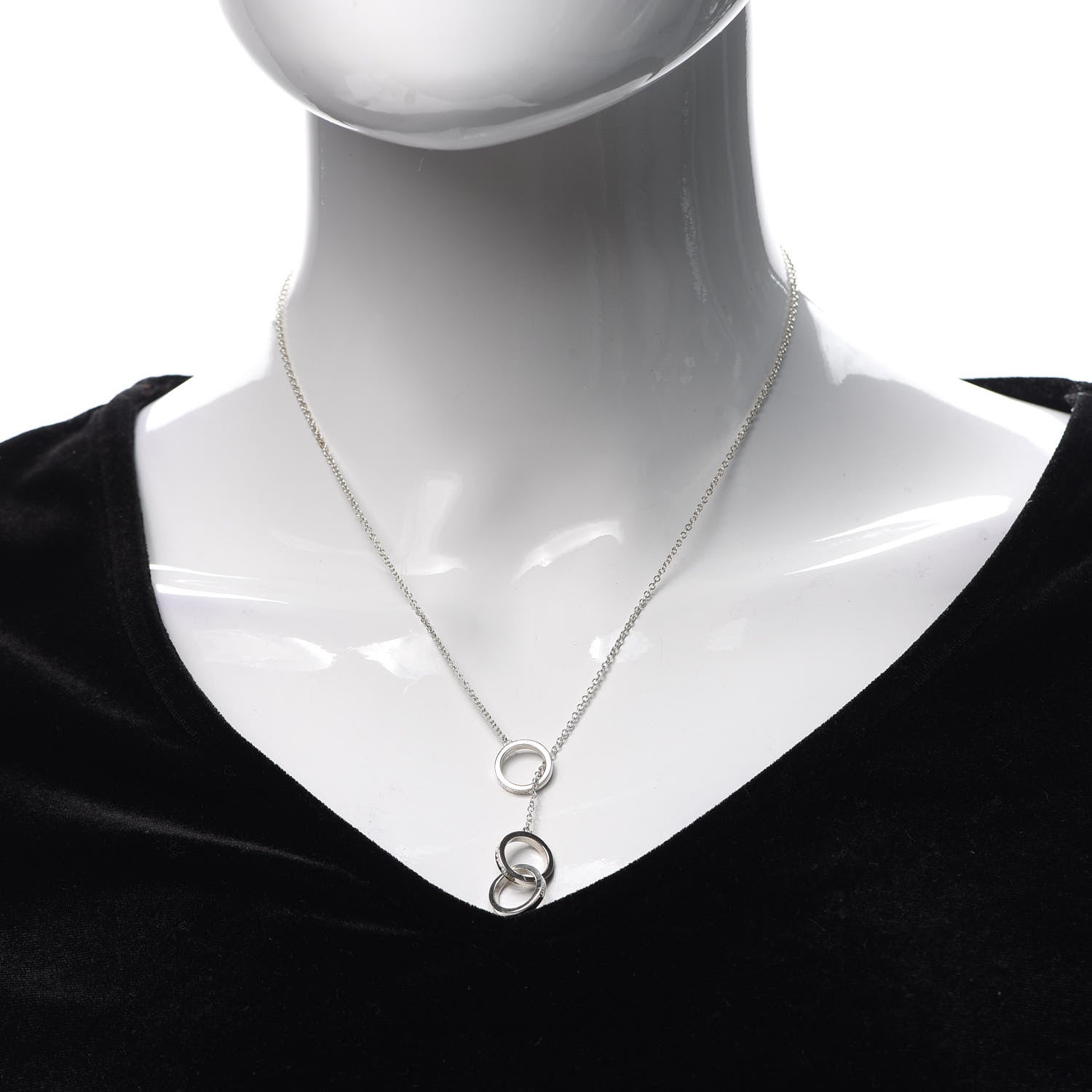 Tiffany Sterling Silver 1837 Interlocking Circles Lariat Necklace 2 of 5
